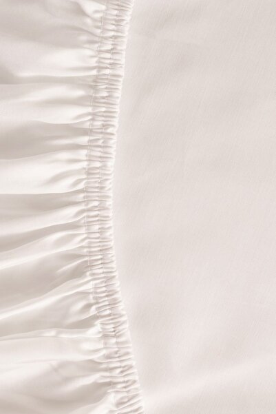 Penelope 100% Cotton Satin Fitted Sheet Set 160X200 cm White - Lia Series