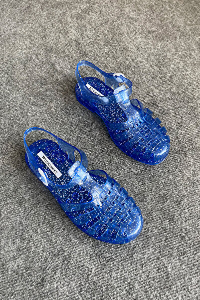 wolk shoes Ruby Simli Saks Mavi Kemer Detay Kadın Sandalet