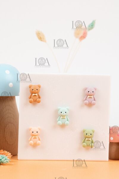 Crocs Corcs Jibbitz Terlik Süsü - Suluk Süsü - Telefon Süsü, 5 Adet Ayıcık Ch...