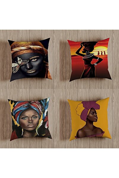 fdm desıgn غطاء وسادة مزخرف بتصميم خاص مطبوع على الوجهين، مجموعة من 4 قطع