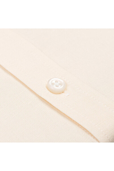 Germirli Men's Tailor Fit Lyocell Linen Shirt - Prevailing Collar, Cream Color