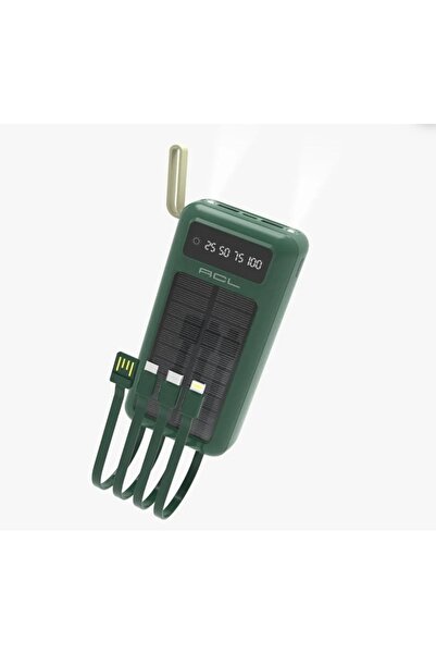 Ertekin Collections Acl Pw61 30000 Mah Solar Led Fenerli Lcd Göstergeli Micro Type C Lightning Kablolu