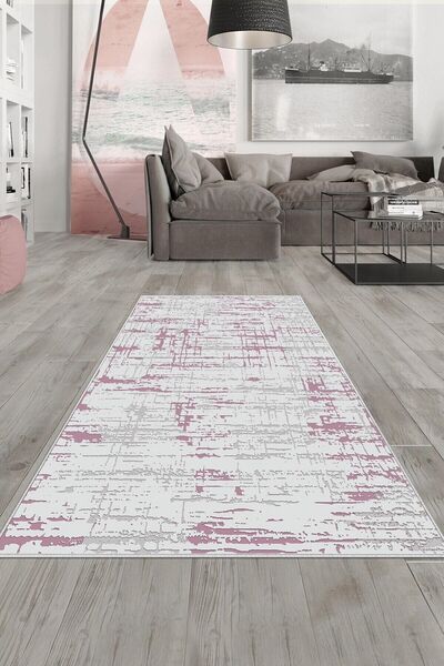 MENTEŞ HOME Mor Eskitme Desen Yıkanabilir Kaymaz Taban Leke Tutmaz Modern Sal...