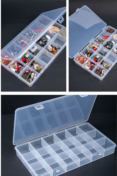 Ecolux 18 Compartments Jewelry Necklace Bead Earring Bracelet - Multi-Purpose Drawer Organizer - TRANSPARENT