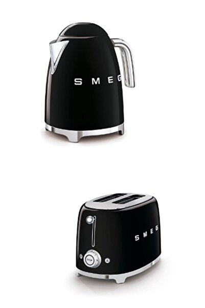 SMEG Siyah Kettle Ve 2x1 Ekmek Kızartma Makinesi Seti Klf03-tsf01bleu