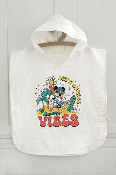 Tuğba Kuğu 2 Layer Muslin Poncho - Embroidered Summer Vibes