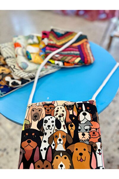 sisa.art İp Askılı Baskılı Kumaştan Mini Çapraz Çanta Postacı Çanta