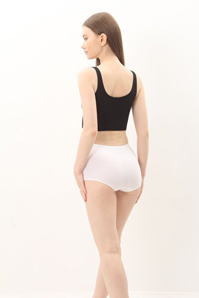 Soft Light Ekstra Yüksek Bel Kadın Külot Beyaz Pamuklu 7'li Paket