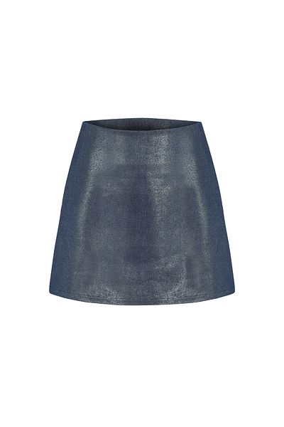 La Sarta Rapallo Denim Navy Blue - Φωτεινή φούστα με στάμπα με φύλλο