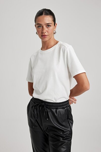 DeFacto Μπλουζάκι με λαιμόκοψη κοντό μανίκι 100% βαμβάκι - κανονική εφαρμογή A9428ax23au