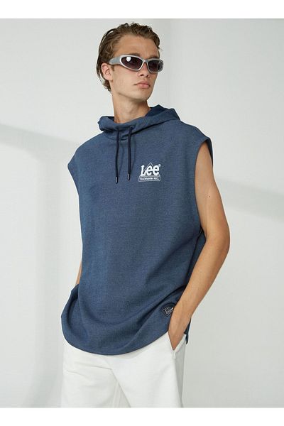 Lee Marineblaues Herren-Sweatshirt mit Kapuzenkragen L 231252410 _Ärmelloser Kapuzenpullover