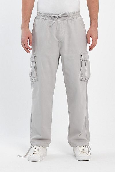 DAMGA JEANS Men's Cotton Comfortable Baggy Jogger Cargo Pocket Trousers