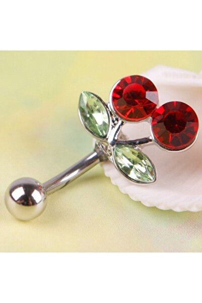 Lovetoys Piercing Cerrahi Çelik Kırmızı Kiraz Rhinestones Belly Button Büyüleyici Piercing Göbek Takısı