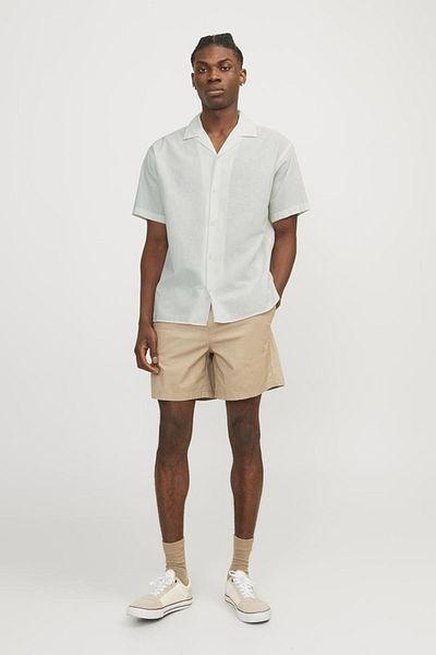 Jack & Jones JACK&JONES JJLINEN ΜΠΛΕΝΤ RESORT ΠΟΥΚΑΜΙΣΟ SS 12248594   ΛΕΥΚΟ