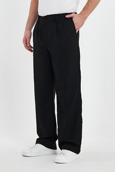 DAMGA JEANS Ανδρικό oversize ελαστικό φαρδύ μαύρο φαρδύ παντελόνι