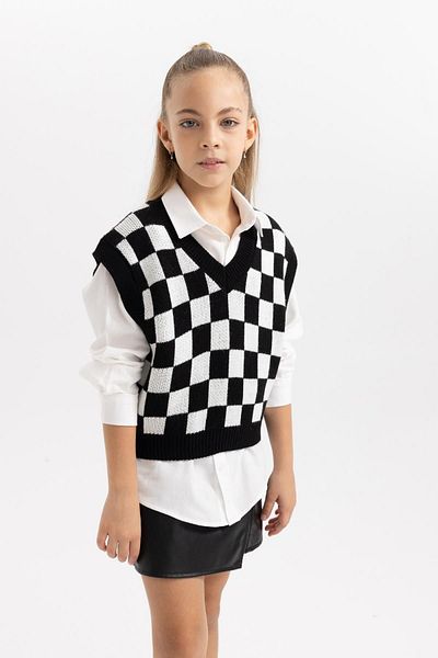 DeFacto Girl's Checkered Sweater - B3488a823wn