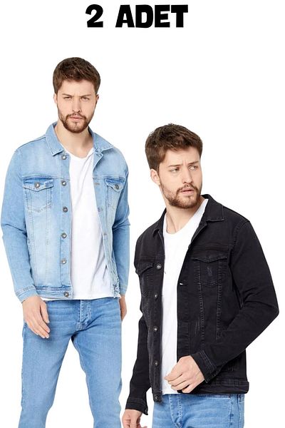 DAMGA JEANS Ανδρικό τζιν μπουφάν 2 Πακέτο 100% Βαμβάκι Daily Street Fashion Άνετο