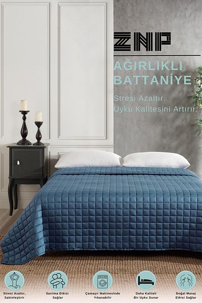 Znp Home 155x215 Cm Blanket - 6 Kg 100% Cotton Single Therapy Quilt