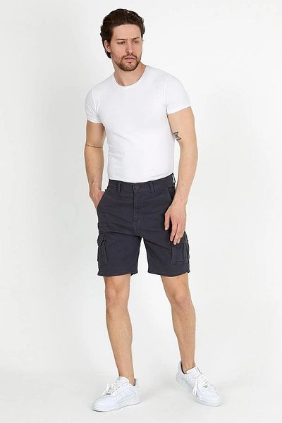 DAMGA JEANS Men's Slim Fit Cargo Pocket Capri Shorts Anthracite