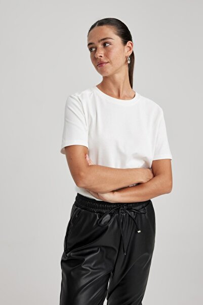 DeFacto Μπλουζάκι με λαιμόκοψη κοντό μανίκι 100% βαμβάκι - κανονική εφαρμογή A9428ax23au