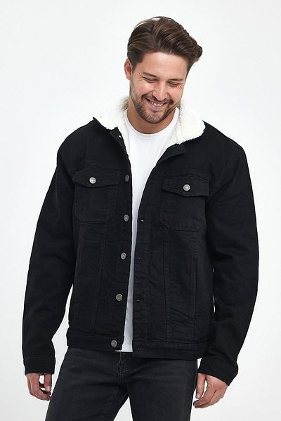 DAMGA JEANS Ανδρικό χειμωνιάτικο γούνινο μπουφάν χειμερινής σεζόν μαύρο