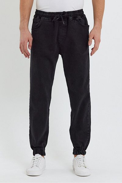 DAMGA JEANS Ανδρικό τζιν ψηλόμεσο ελαστικό μαύρο τζιν παντελόνι Jogger