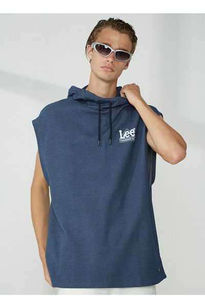 Lee Marineblaues Herren-Sweatshirt mit Kapuzenkragen L 231252410 _Ärmelloser Kapuzenpullover
