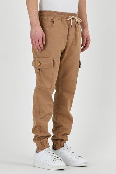 DAMGA JEANS Ανδρικό ελαστικό ελαστικό παντελόνι Cargo Pocket Camel Jogger