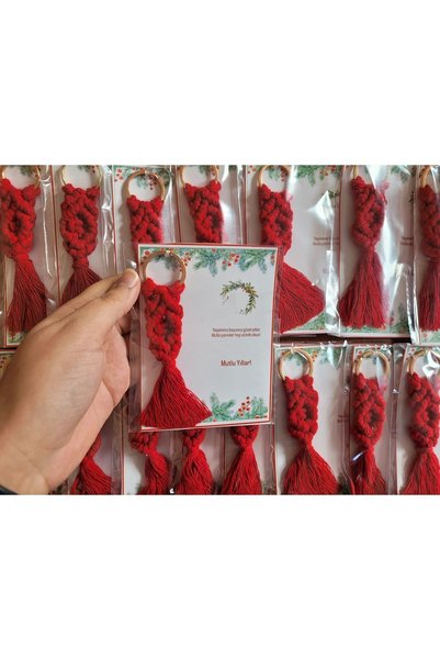 Larmina Decoration Anul Nou, Crăciun, Crăciun fericit, breloc special din macrame, 10 bucăți
