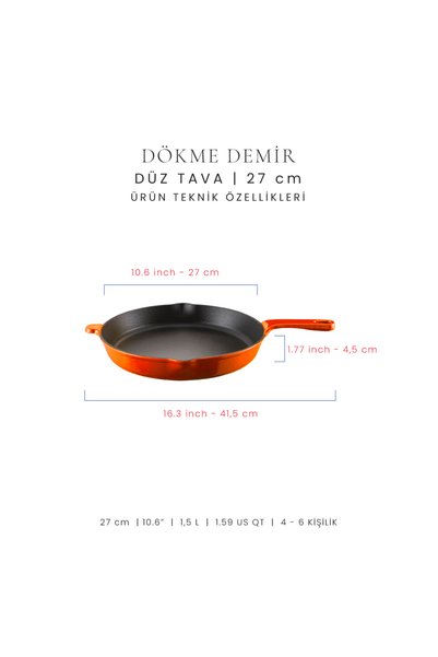 Voeux Kitchenware 27 cm Flat Pan Orange