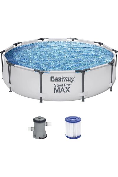 BESTWAY Çerçeve Havuz Seti 56408 - 305 X 76 Cm, Filtre Pompalı, Açık Gri, Yuv...