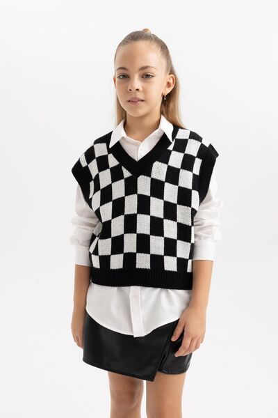 DeFacto Girl's Checkered Sweater - B3488a823wn