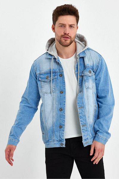 DAMGA JEANS Men's 2 Pack 100% Cotton Daily Oversize Hooded Denim Jacket