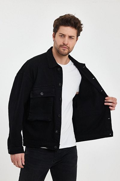 DAMGA JEANS Unisex Streetwear Jean Oversize Καθημερινό Άνετο Τζιν μπουφάν