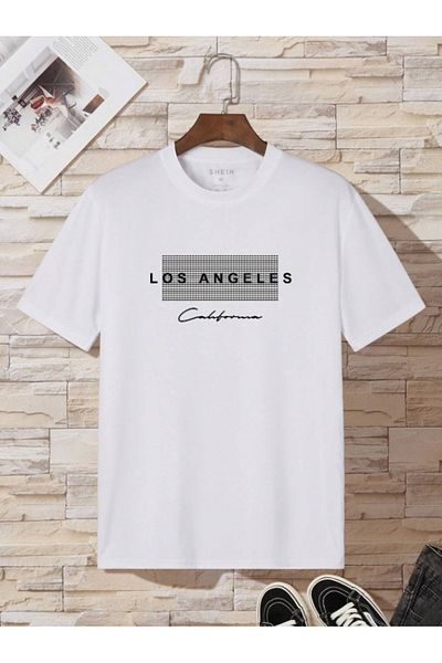 AFROGİYİM Ανδρικό μπλουζάκι με στάμπα Los Angeles California