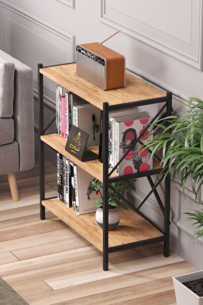 Cosargroup Metal Kitaplık 3 Raflı Dekoratif Kitaplık Dosya Kitap Rafı Ofis Ev Rafı Kitap Raf
