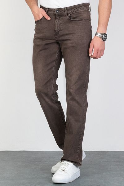 HLT JEANS Ανδρικό καφέ κανονική εφαρμογή χαλαρή εφαρμογή Strechy Lycra τζιν Τζιν Τζιν HLTHE001979