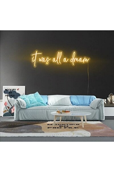 vinyuup It Was All A Dream -Neon Led Dekoratif Duvar Yazısı Tabelası Aydınlat...