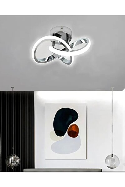 Buiva Modern Avize Tavana Sıfır Plafonyer 6500K Buz Beyazı Led Avize Krom Gövde 1 adet