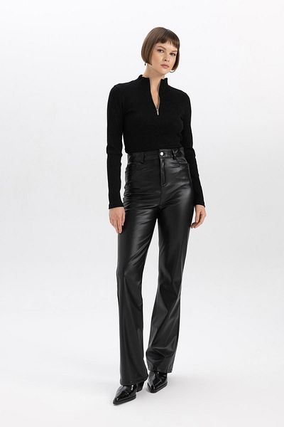 DeFacto Třpytivé Slim Fit tričko s dlouhým rukávem – poloviční rolák B7291ax23wn