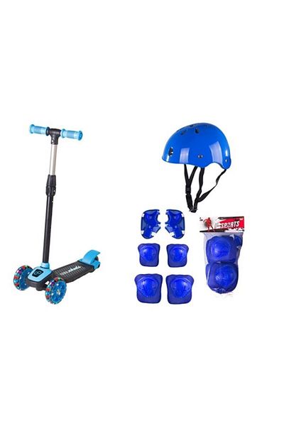 Cool Wheels LED Lighted 3 Wheel Blue Twist Full Set with New Helmet