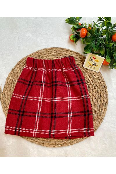 ESES BEBE Red Checked Tweed Princess Skirt for Girls and Baby