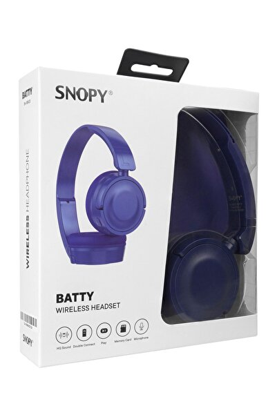 Snopy Sn-xbk33 Mavi Batty Tf Kart Özellikli Bluetooth V5.0 Katlanabilir Kulak Üstü Kulaklık