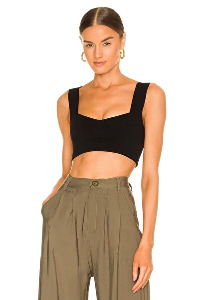 By Kul Design TOP CROP JERSE CU BRETE GROSI NEGRU DE DĂME