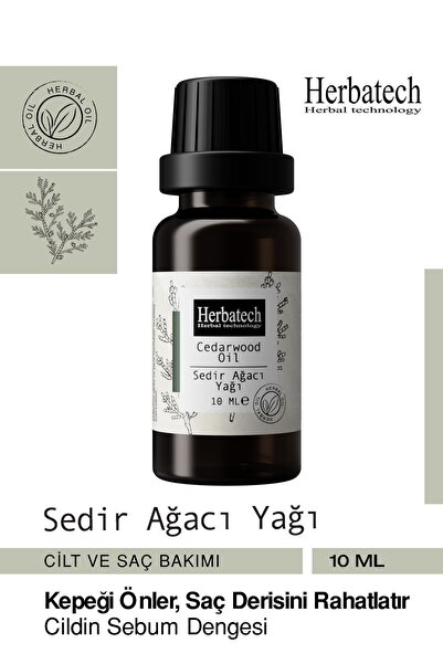 Herbatech Natural Cedarwood Oil 10 ml - Scalp Care, Skin Balancing and Aromat...