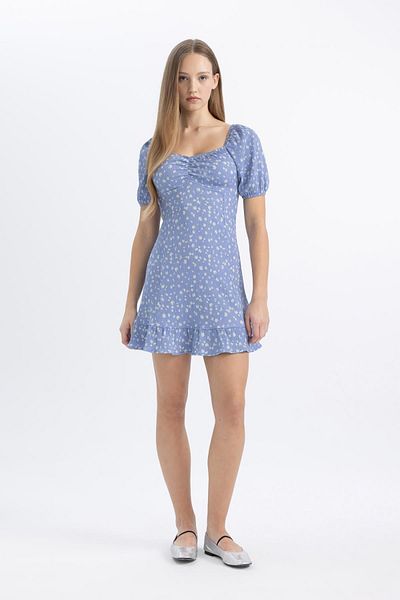 DeFacto Rochie mini cu mânecă scurtă, cu model, în formă de A, C1770ax24sp