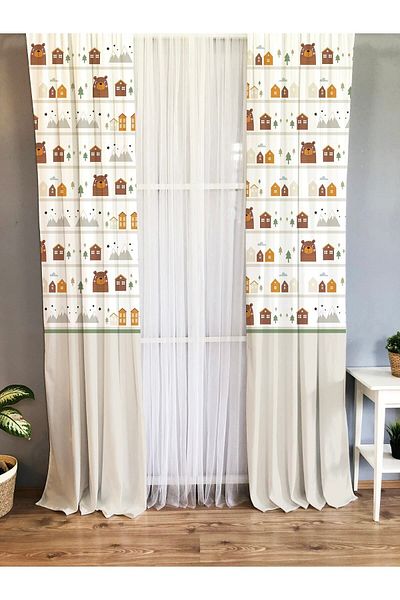 Evmila Printed Patterned Background Curtain for Kids and Baby Room