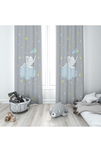 Evmila Children's Room Patterned Background Curtain