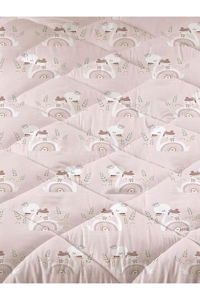 Evmila Swan Patterned Quilted Quilt, Single Sleeping Set