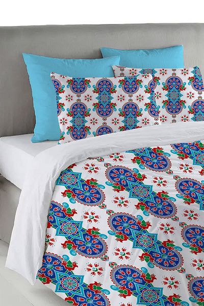 Evmila Set cuvertură de pilota dublu cu model marmorat albastru - 200x220 Cm
